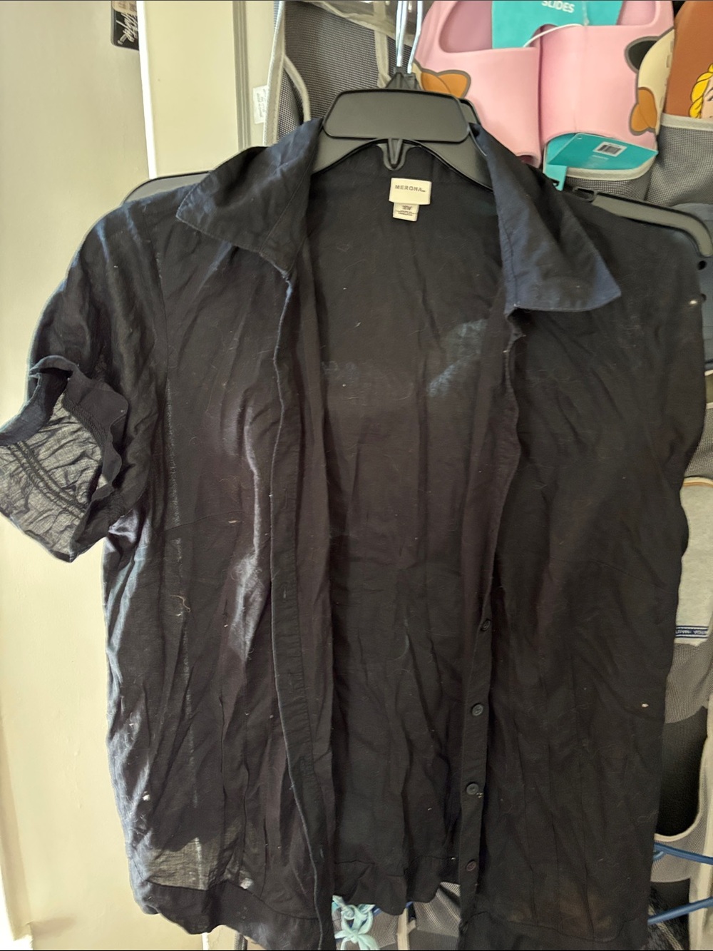 Merona Black Short-Sleeve Lightweight Shirt Jacket